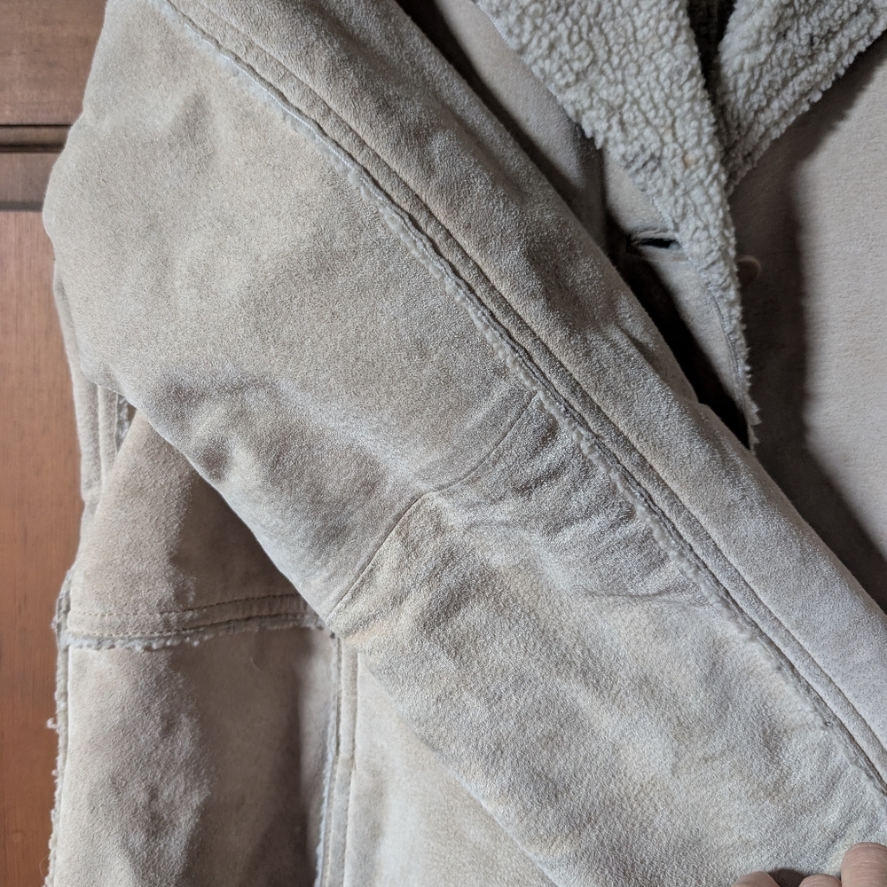 Faux Shearling Lined Genuine Suede Coat - Picture 4 of 8